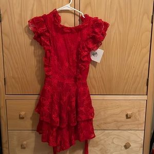 selfie leslie red lace romper